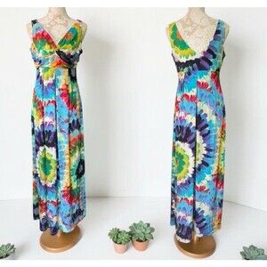 Ronni Nicole Colorful Maxi Sundress Size 10 Boho Gypsy Travel Resort Dress